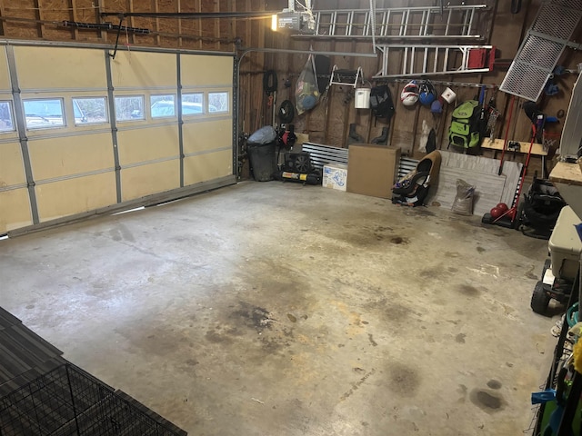 garage with a garage door opener