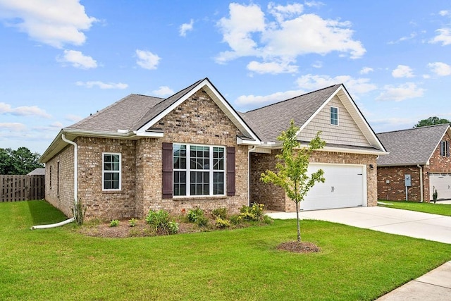 craftsman-style home with a garage and a front yard