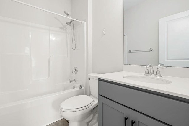 full bathroom with vanity, toilet, and shower / bathing tub combination