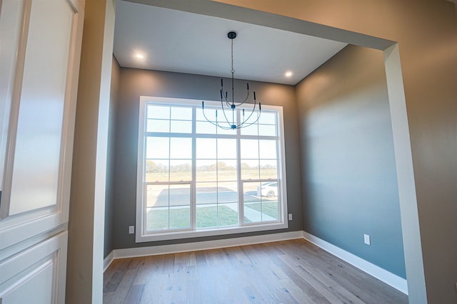 unfurnished dining area with hardwood / wood-style flooring