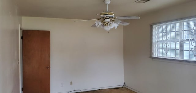 unfurnished room featuring ceiling fan