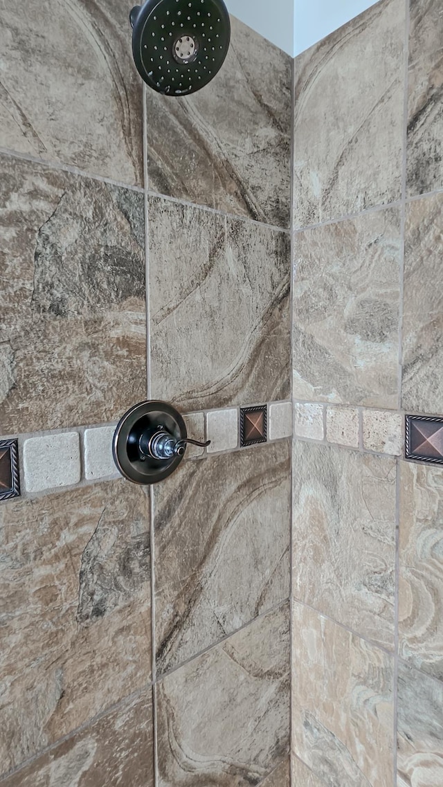 interior details featuring tiled shower