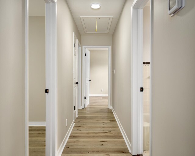 corridor featuring light hardwood / wood-style floors