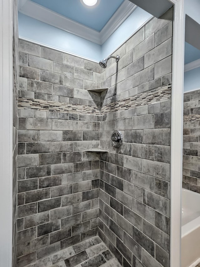 bathroom with crown molding