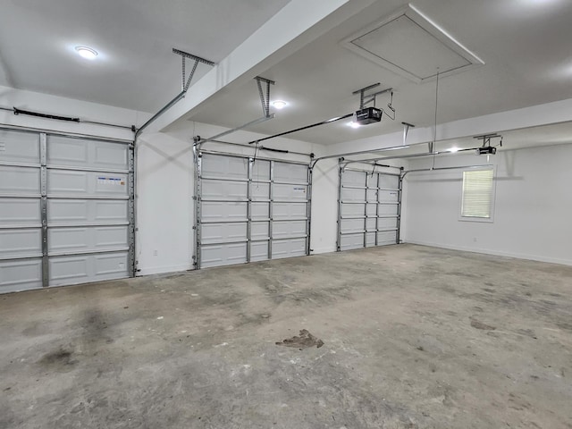 garage with a garage door opener