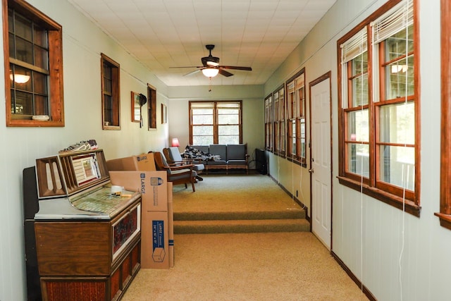 hallway with light carpet