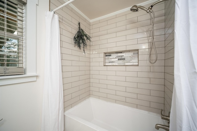 bathroom with shower / bath combo