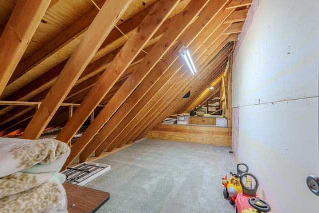 view of unfinished attic