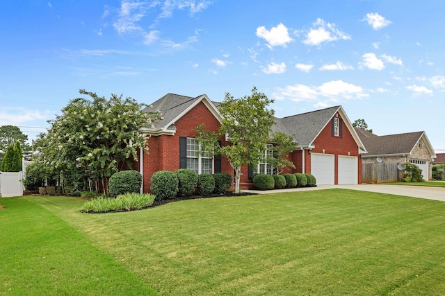 view of front facade featuring a garage and a front yard