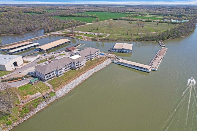 - drone / aerial view of a large body of water