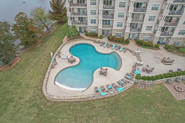  - view of pool with a lawn