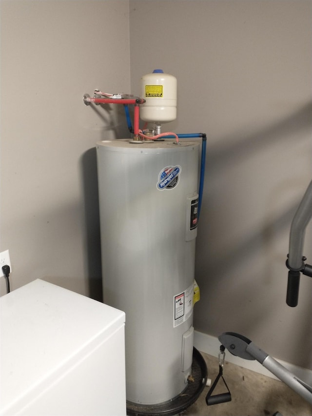 utility room featuring water heater