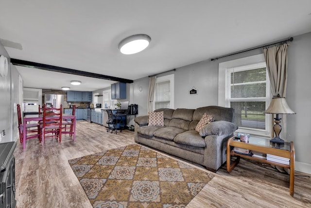  - living room with light wood-type flooring