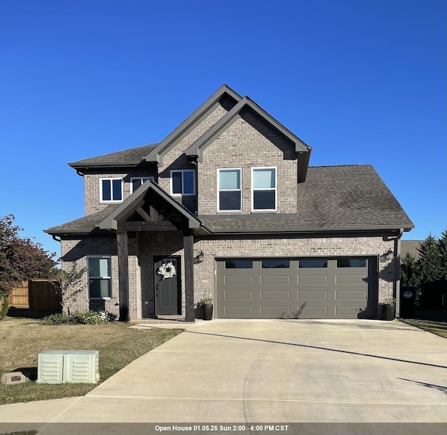 craftsman inspired home with a garage