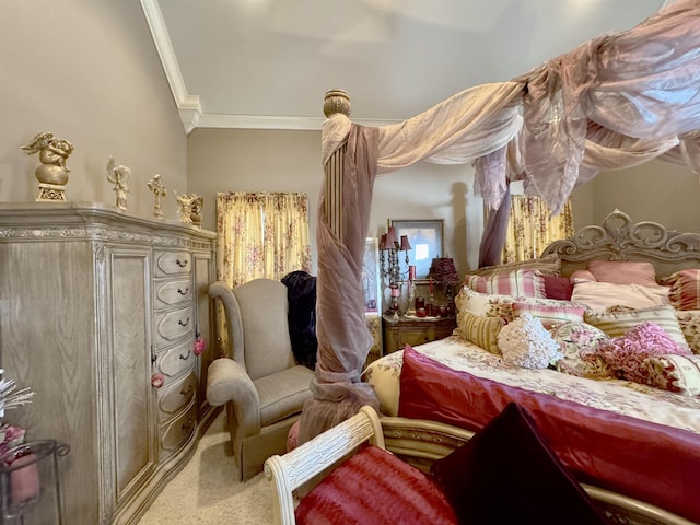 bedroom with ornamental molding