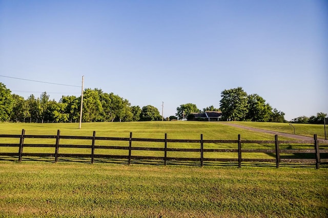 exterior space featuring a rural view and a lawn