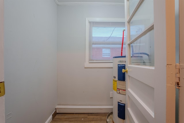 utility room with water heater