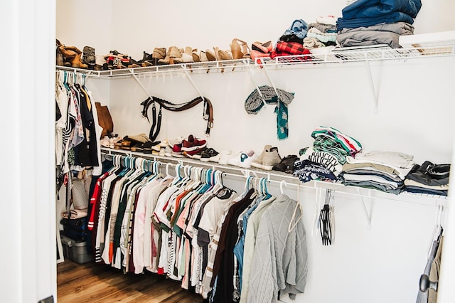 spacious closet featuring hardwood / wood-style floors