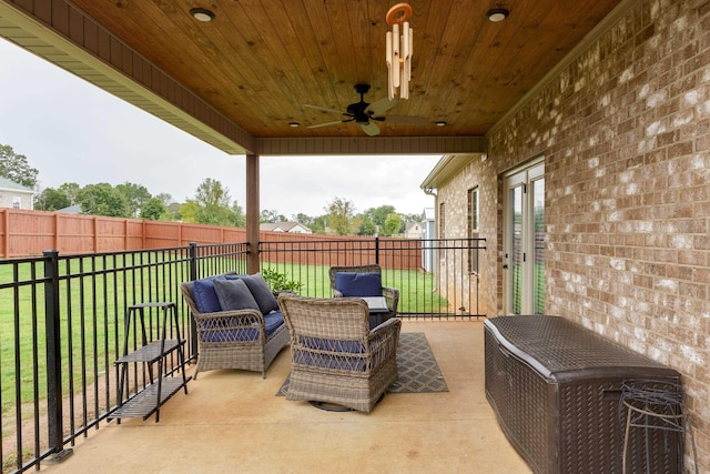 view of patio / terrace with outdoor lounge area and ceiling fan