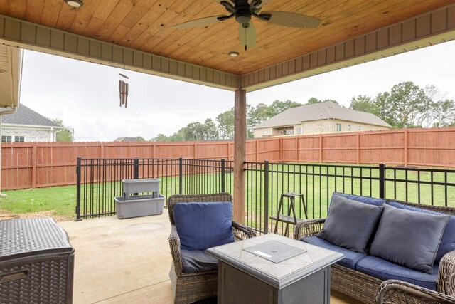 view of patio / terrace featuring outdoor lounge area and ceiling fan