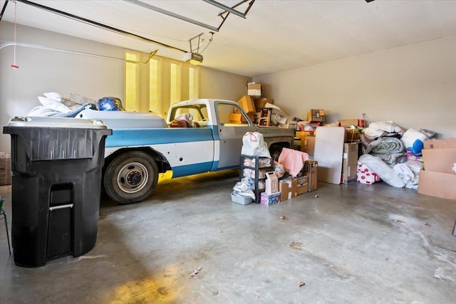 garage with a garage door opener