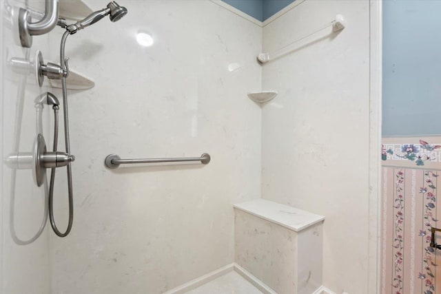 full bathroom featuring walk in shower