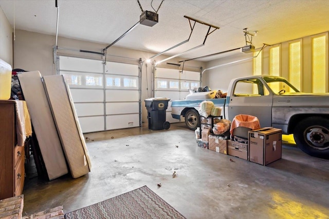 garage with a garage door opener