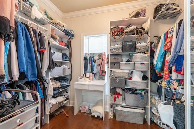  - spacious closet with wood finished floors