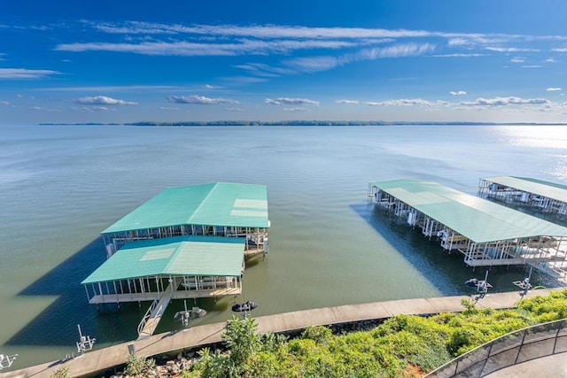 dock area featuring a water view