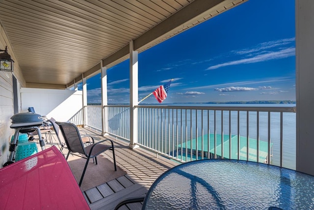 balcony with a water view