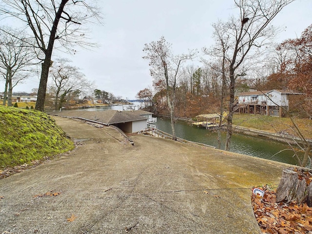 view of street featuring a water view