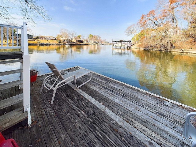 view of dock featuring a water view