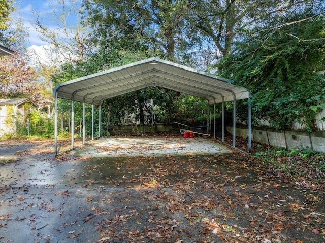 view of parking with a carport