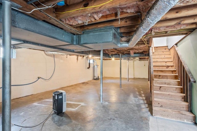 basement with water heater