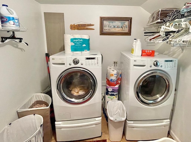 laundry area featuring washer and dryer