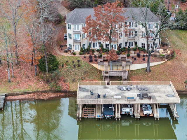 dock area featuring a water view