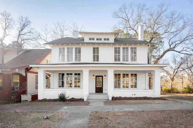 view of front facade featuring covered porch