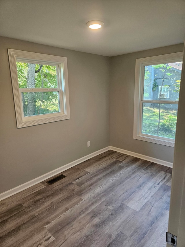 spare room featuring hardwood / wood-style flooring and a wealth of natural light