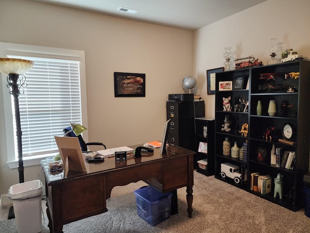 office area with carpet flooring