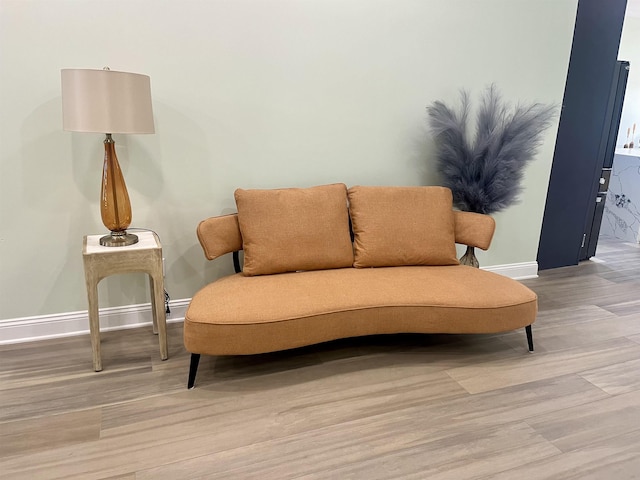 sitting room with wood-type flooring