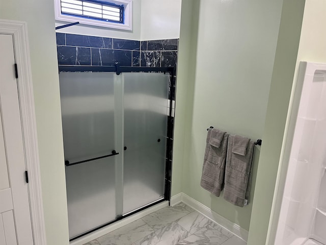 bathroom featuring walk in shower