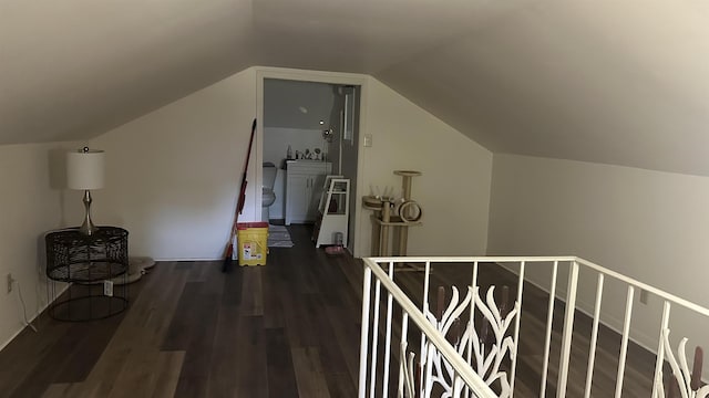 bonus room featuring hardwood / wood-style floors and vaulted ceiling