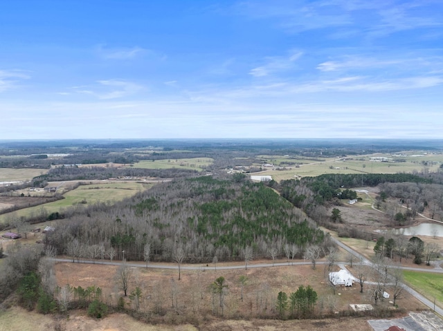 aerial view featuring a rural view and a water view