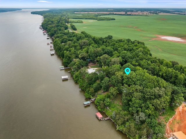 aerial view of a nearby body of water