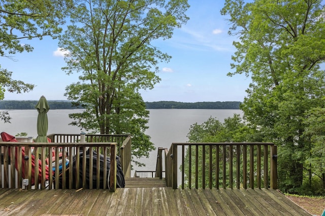 deck with a water view
