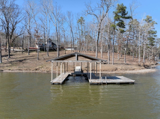 view of dock featuring a water view