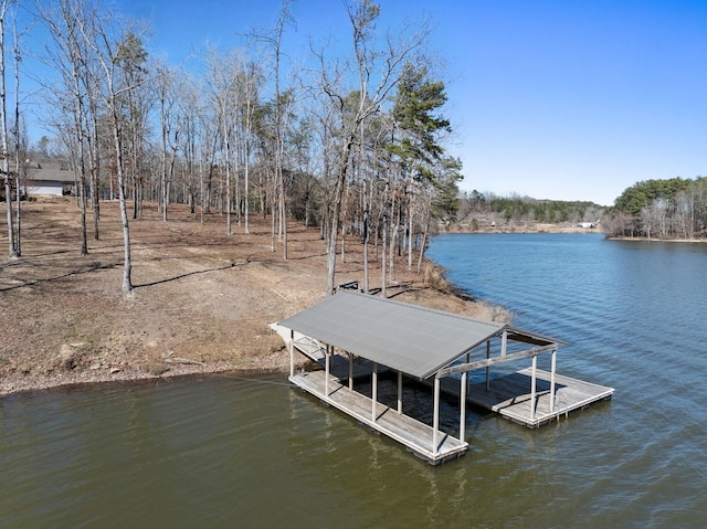 view of dock featuring a water view