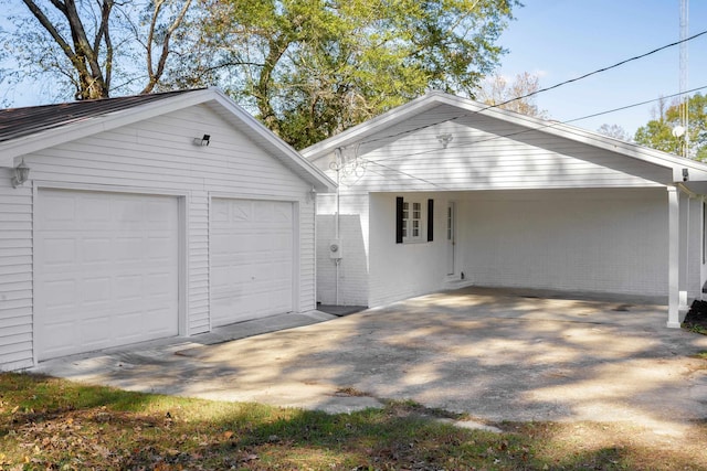 view of garage