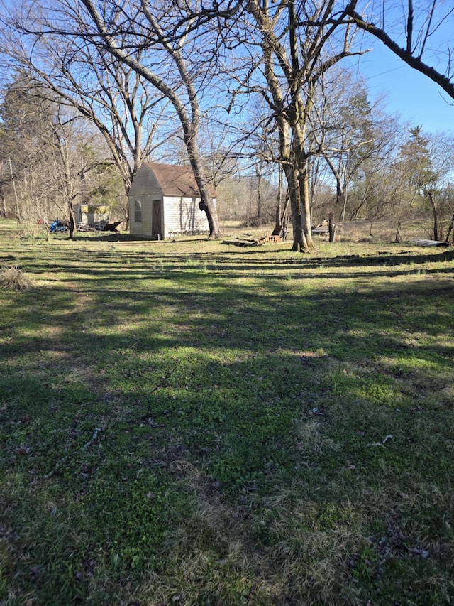 view of yard featuring an outbuilding