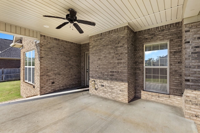 view of patio with ceiling fan